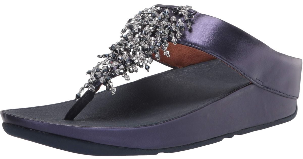 Fitflop Rumba Beaded Toe-post Sandals in Blue | Lyst UK