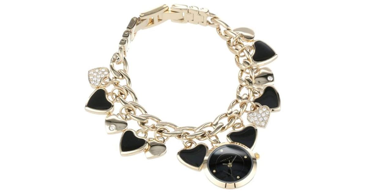 Anne Klein Ak 1326chrm Black Enamel Gold Tone Heart Charm Bracelet Watch In Metallic Lyst Anne Klein Ak 1326chrm Black Enamel Gold Tone Heart Charm Bracelet Watch In Metallic Lyst