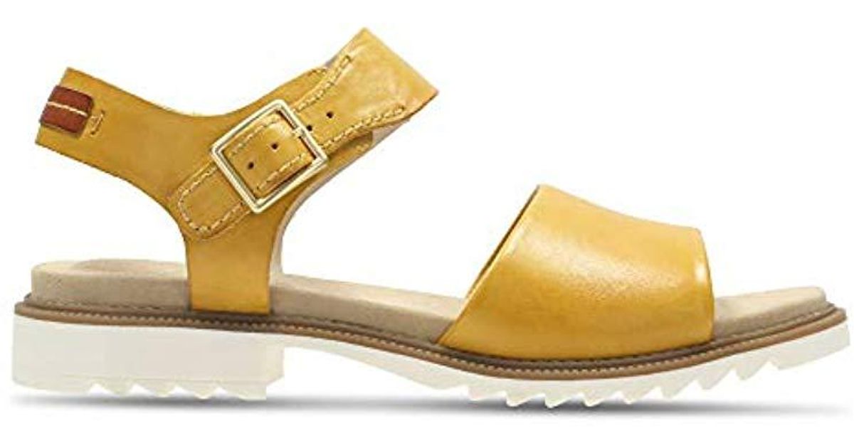 Clarks Ferni Fame Leather Sandals In Yellow - Lyst