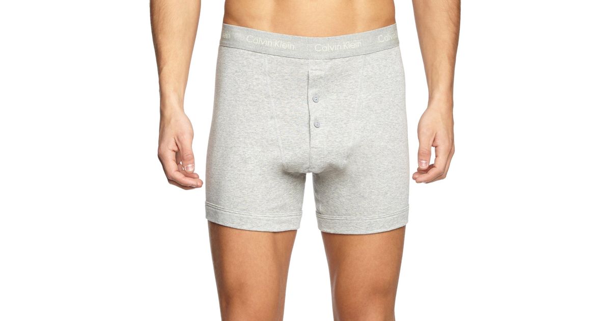 Calvin Klein Button Fly - Long Leg Boxers For - S Boxer Shorts - Boxer  Shorts - Pack Of 1 - Grey in Grey for Men | Lyst UK