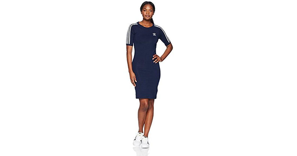 adidas Originals Cotton 3 Stripes Dress, Collegiate Navy/white Xs in Blue |  Lyst