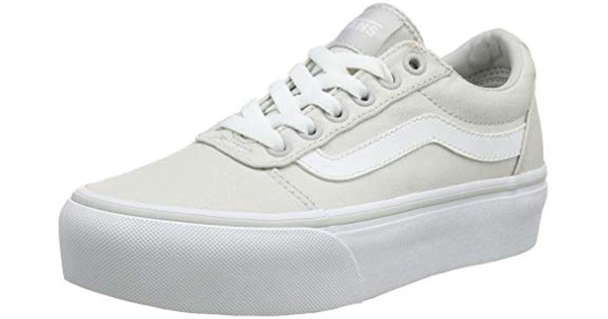 vans ward canvas platform trainers in white