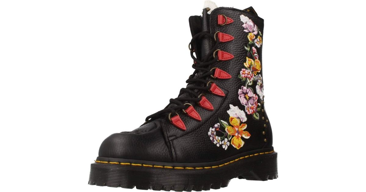 Dr. Martens Nyberg Embroidered Aunt Sally Leather Lace Up Boot Black-black-6  - Lyst