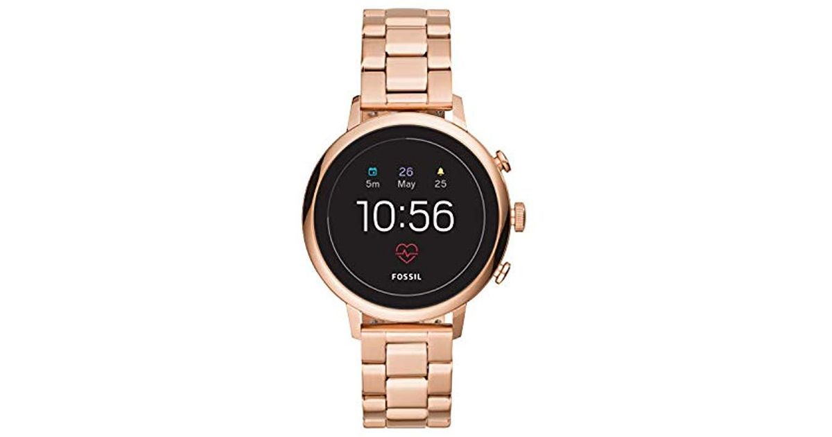 fossil q venture gen 4 rose gold silicone watch