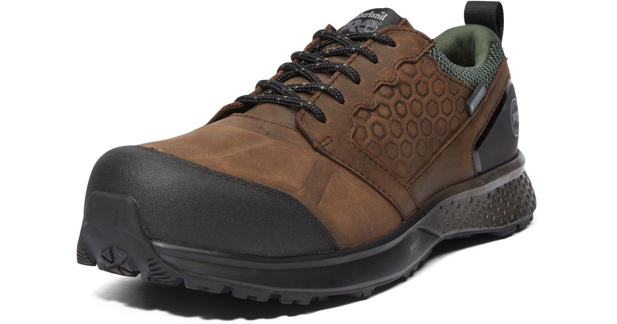 Timberland PRO Mens Reaxion Composite Safety Toe Waterproof Industrial Hiker Work Shoe Brown/Green 7 Wide main image 1