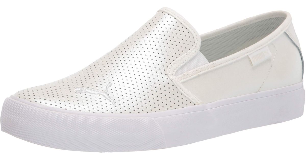 PUMA Leather Bari Slip On Sneaker in White - Lyst