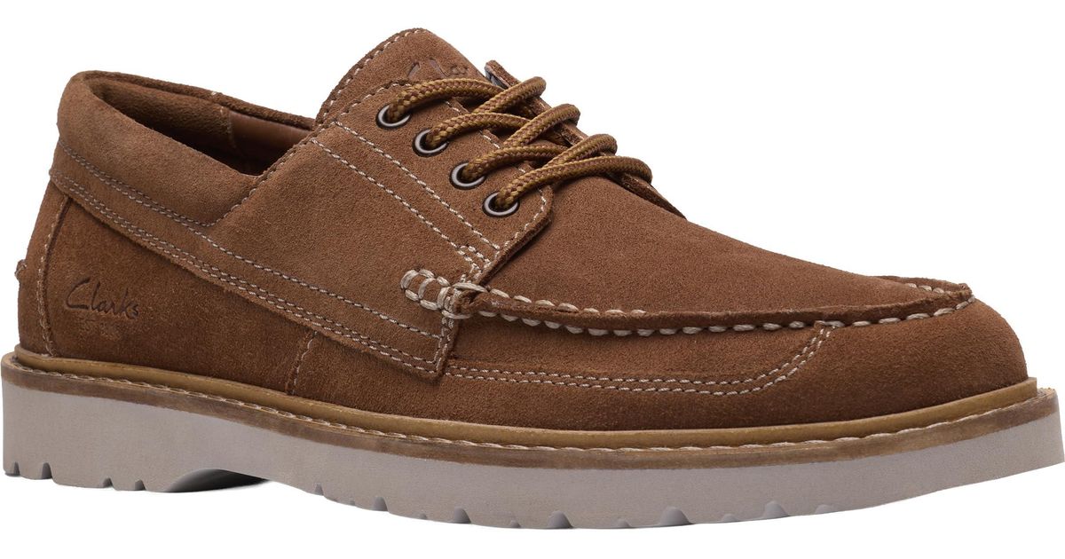 Mocasines de hombre Clarkwood Moc azul nubuck con cordones | Clarks
