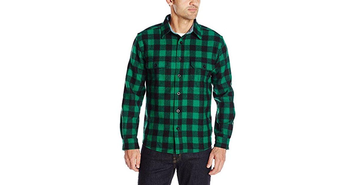 Woolrich Wool-blend Buffalo-plaid Shirt in Green for Men