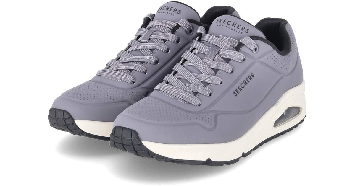 Skechers Uno Stand On Air Faux Leather Trainers In Grey With