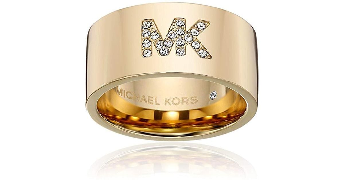 Michael Kors Mk Pave Logo Ring in Gold 