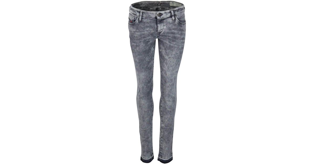 DIESEL Denim Skinzee Low-c Pantaloni Skinny Jeans in Grey - Lyst