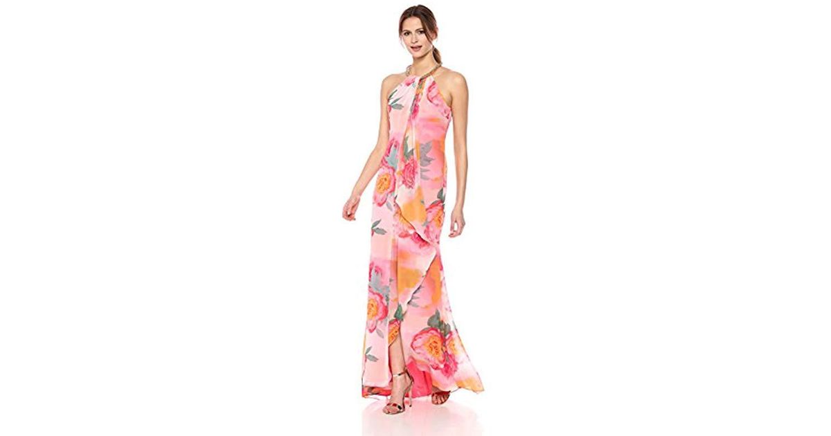Calvin klein pink long dress online