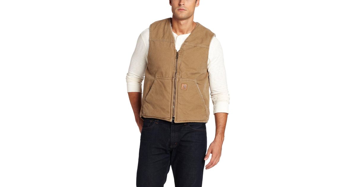 carhartt men's sherpa lined sandstone rugged vest v26