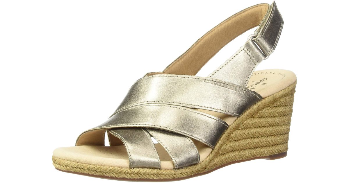 clarks metallic wedge sandals