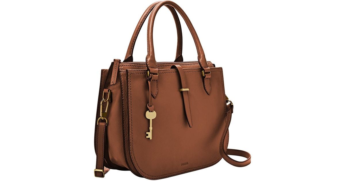 Fossil Ryder Leather Medium Satchel in Brown | Lyst