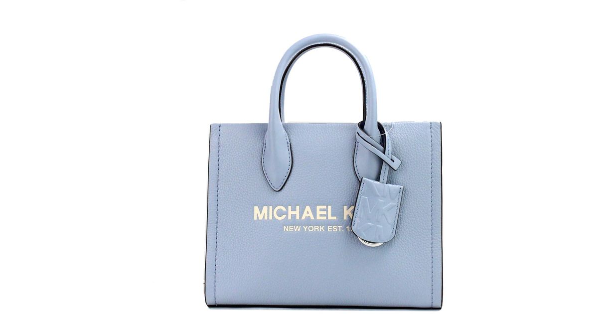 Michael Kors Mirella Small Blue Leather Top Zip Shopper Tote Crossbody Bag Lyst UK