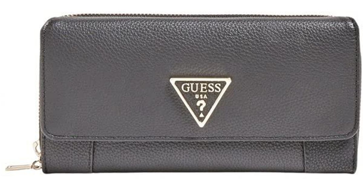 Femme Taille Unique Guess Wallet Destiny SLG Large Zip Around Noir Portefeuille