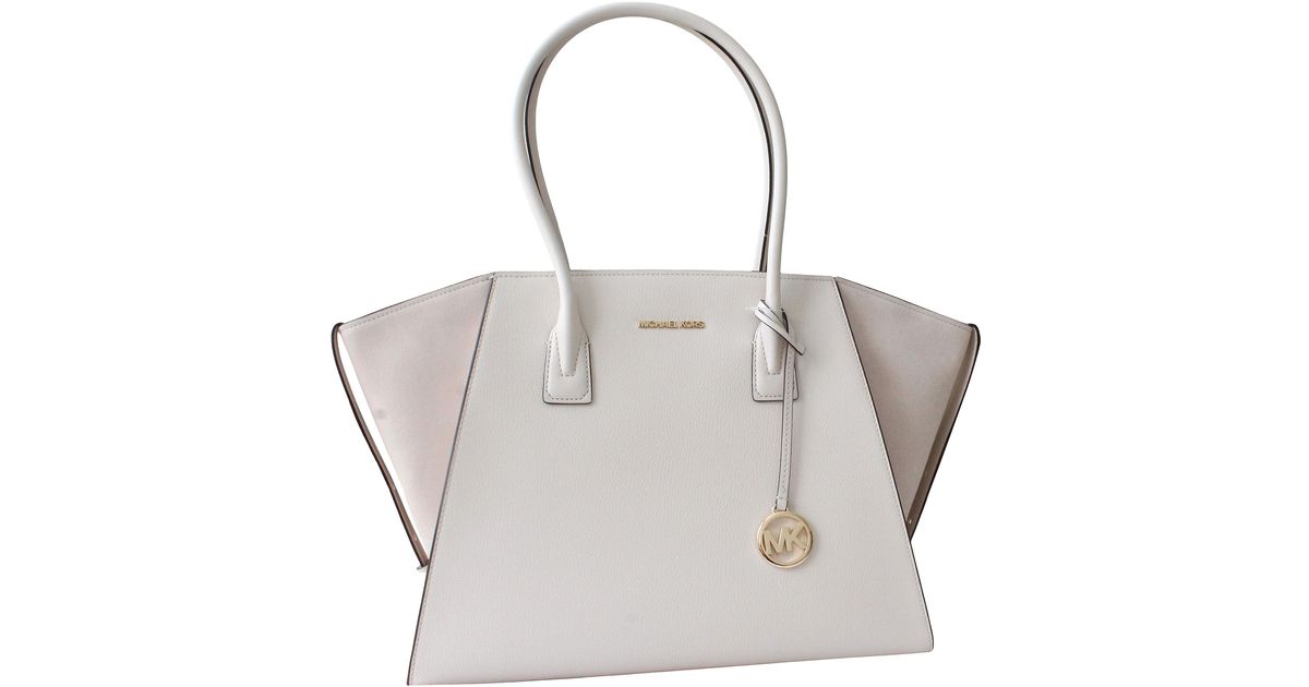 Michael Kors Avril Extralarge Leather Topzip Tote Bag In Light Cream