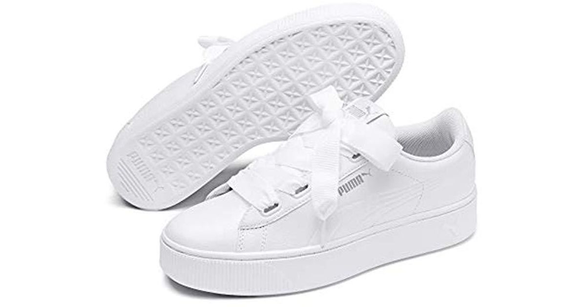 puma white ribbon trainers