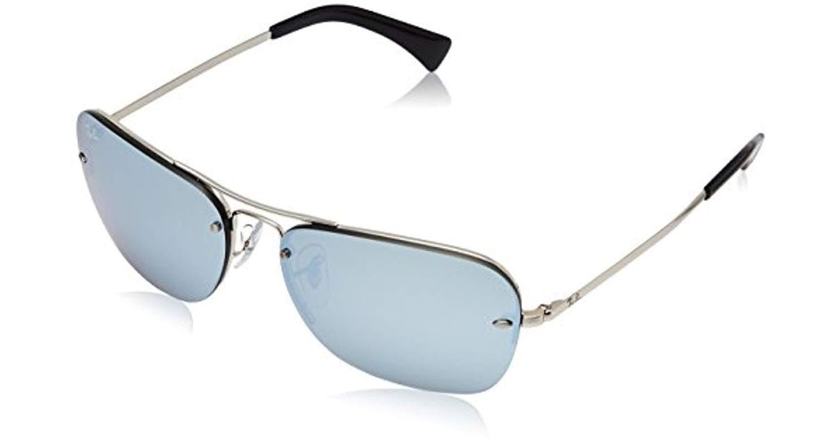 RayBan Rimless Square Aviator Sunglasses In Gold Copper Flash Mirror