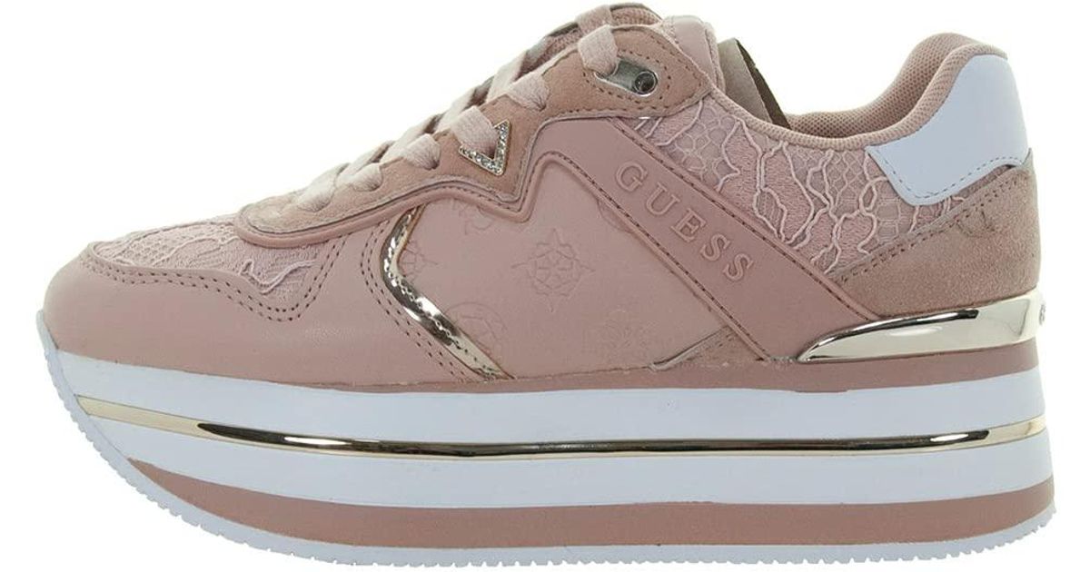 Scarpe Donna Sneaker HARINNA Runner Logo Impresso Pizzo Blush FL7HARFAL12  Numero_40 di Guess in Marrone | Lyst