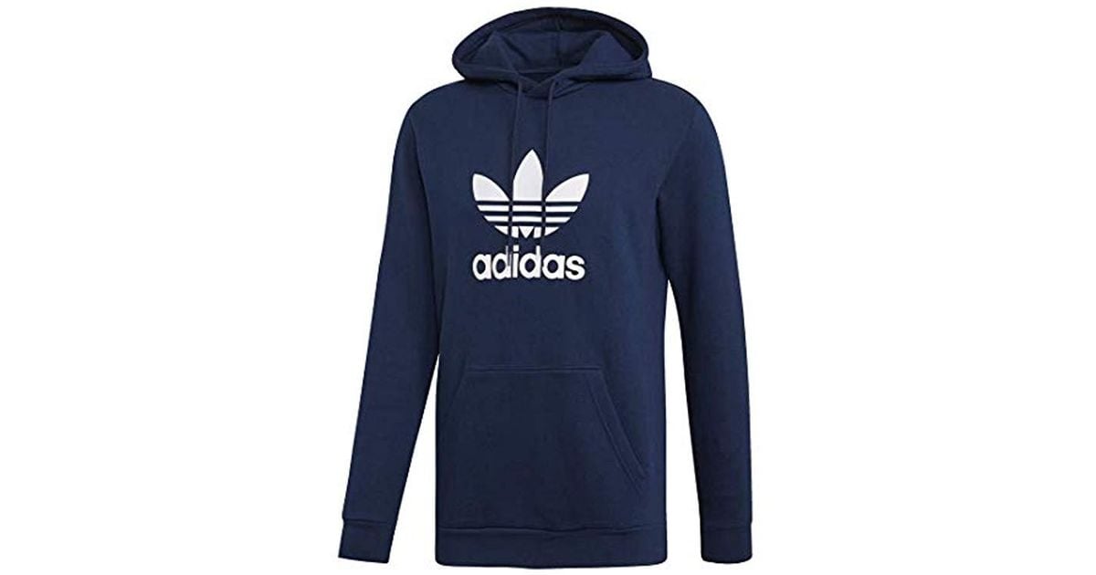 adidas trefoil hoodie navy blue