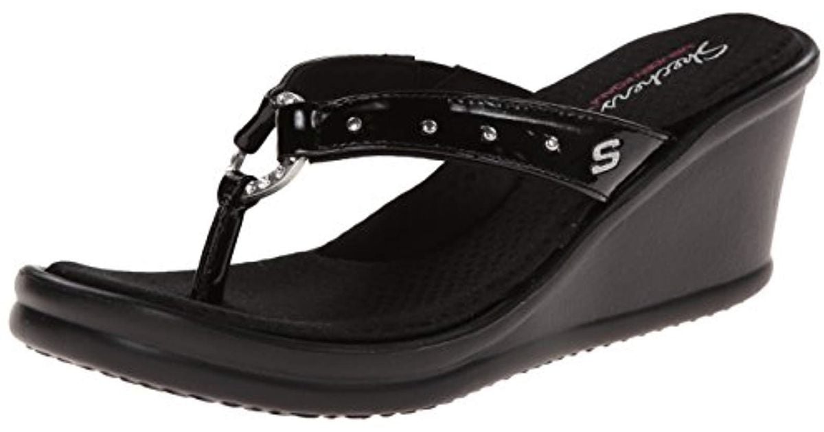 Skechers Rumblers-cat's Eye Wedge Sandal in Black | Lyst