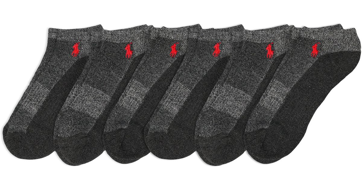 Polo Ralph Lauren Classic Sport Marled Low Cut Sock 6 Pack in Gray