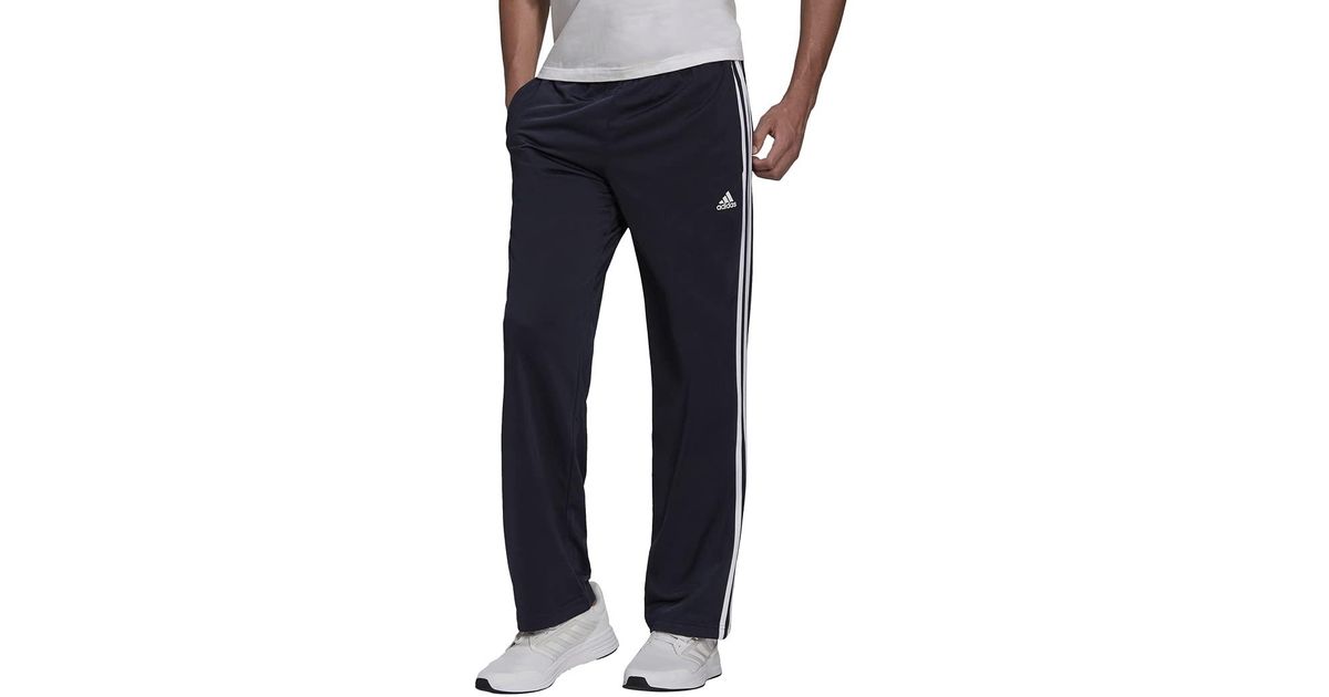 adidas Essentials Warmup Open Hem 3stripes Tracksuit Bottoms in Blue