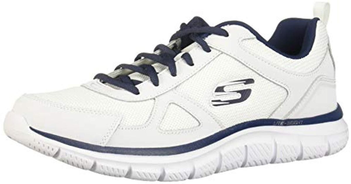 Skechers Lace Track-scloric 52631-bbk Low-top Sneakers in White/Navy ...