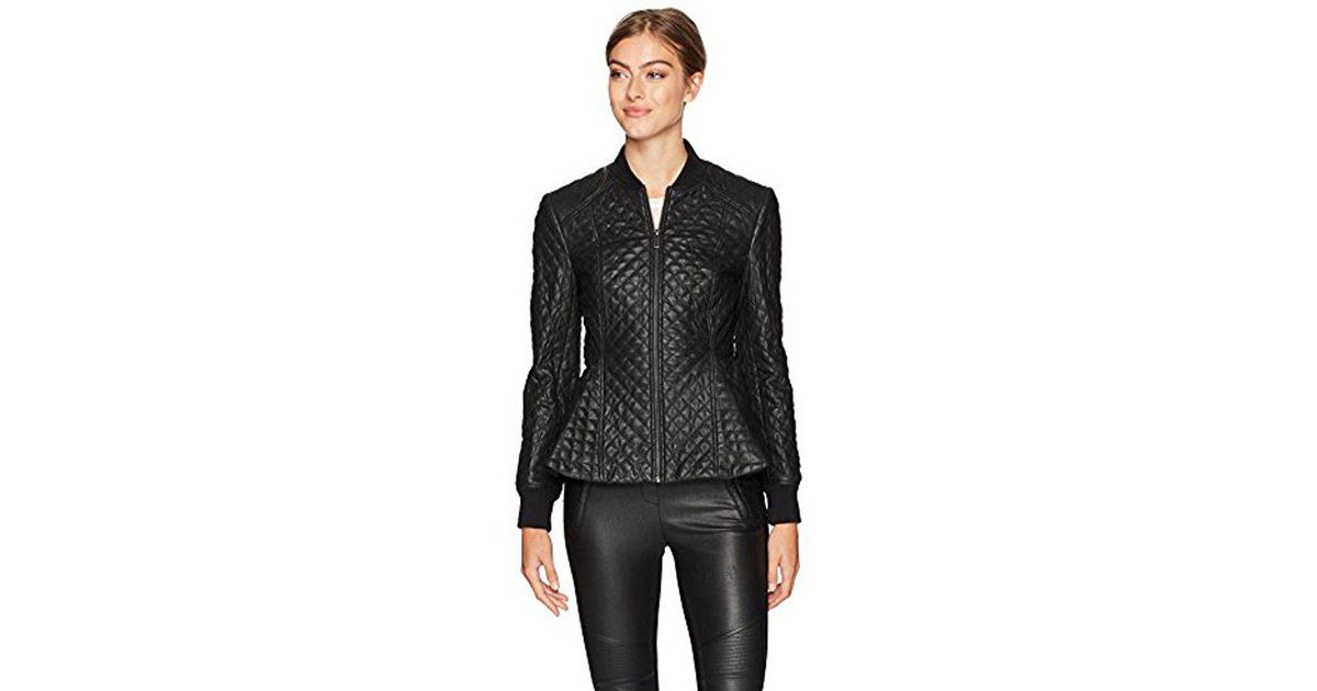 Lyst Bcbgmaxazria Charles Knit Quilted Faux Leather Jacket In Lyst Bcbgmaxazria Charles Knit Quilted Faux Leather Jacket In Black Save 49
