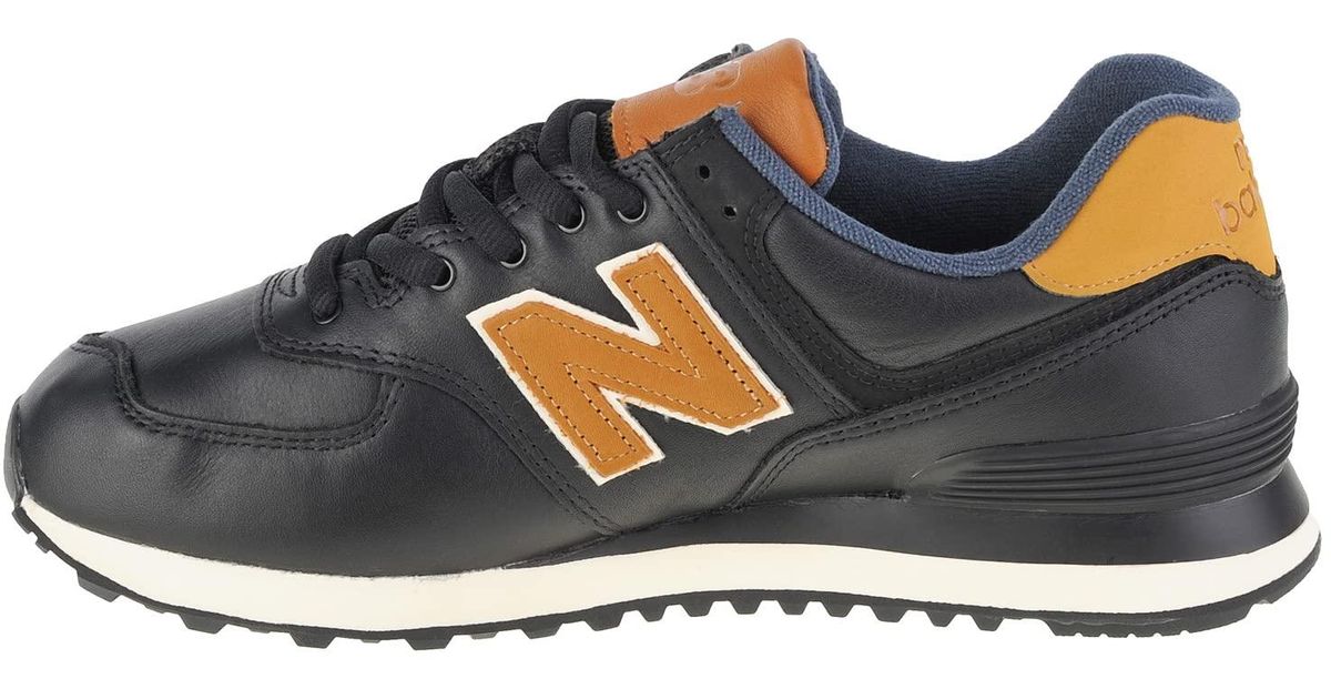 New balance 574 black & tan trainers sales