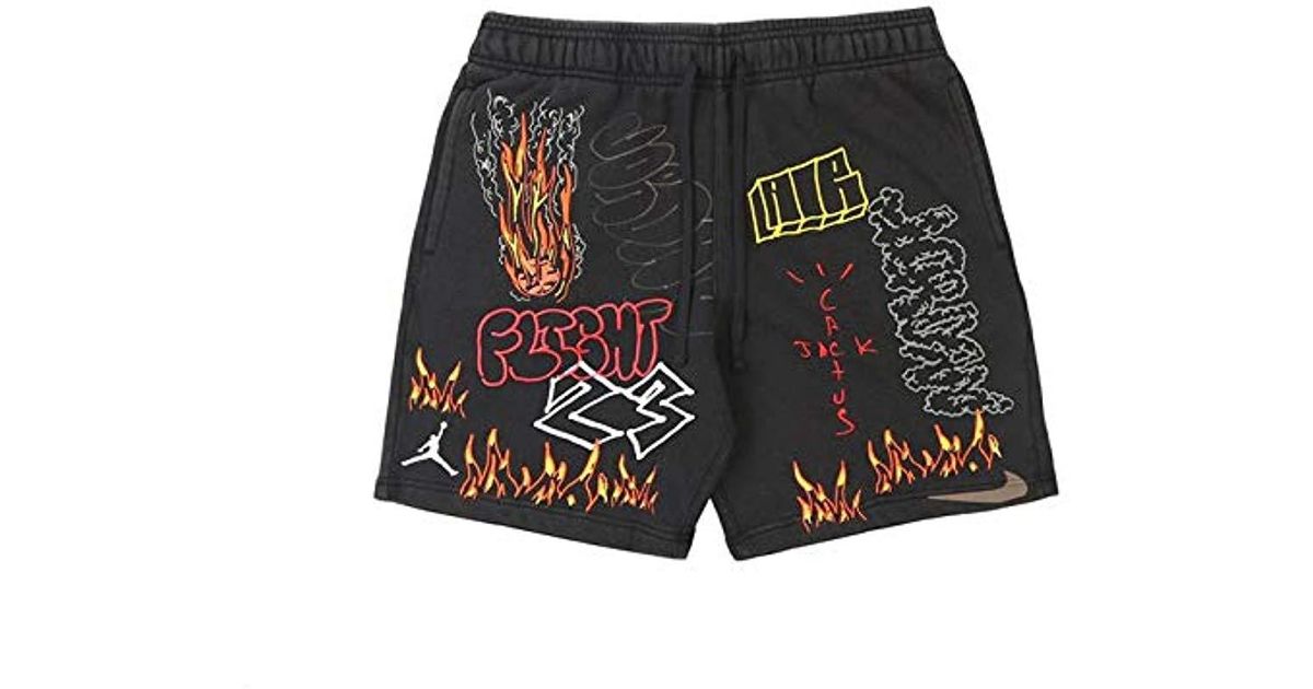 mj travis scott fleece short black