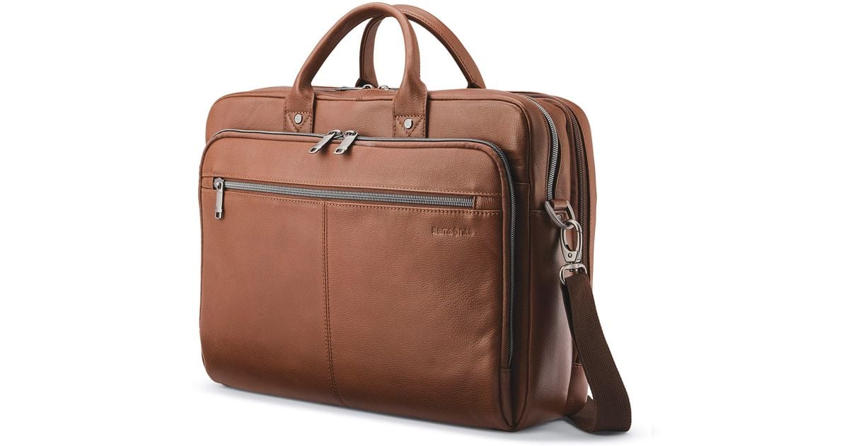 Samsonite Classic Leather Toploader Briefcase in Cognac (Brown) Save