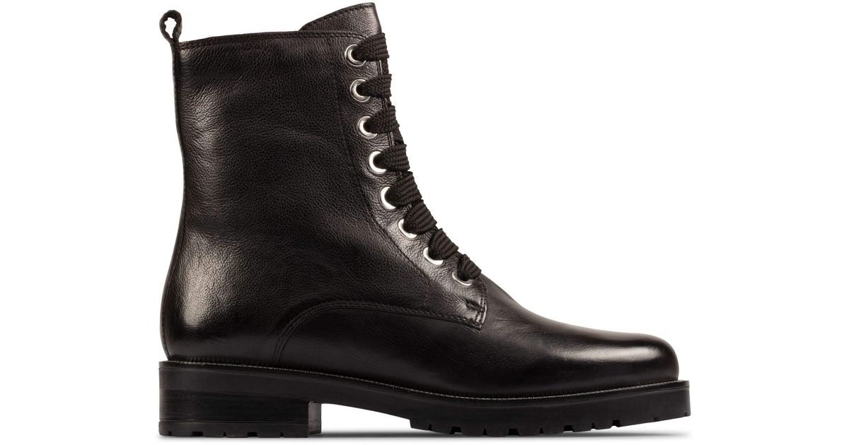 Clarks Afon Lace Leather Boots In Black 