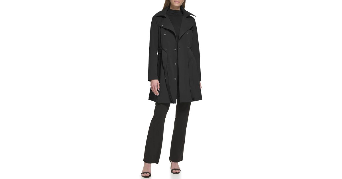 Karl Lagerfeld Paris Trench Coat in Black | Lyst