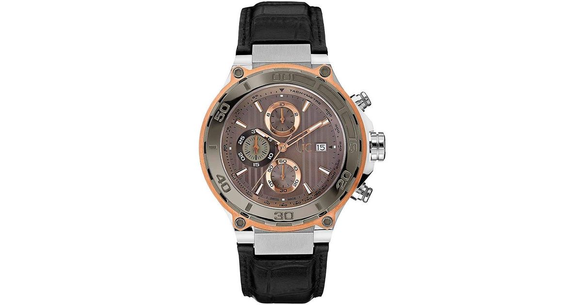 Guess Leder Gc by -Armbanduhr Sport Chic Kollektion GC-Bold Chronograph  X56007G1S in Schwarz - Lyst