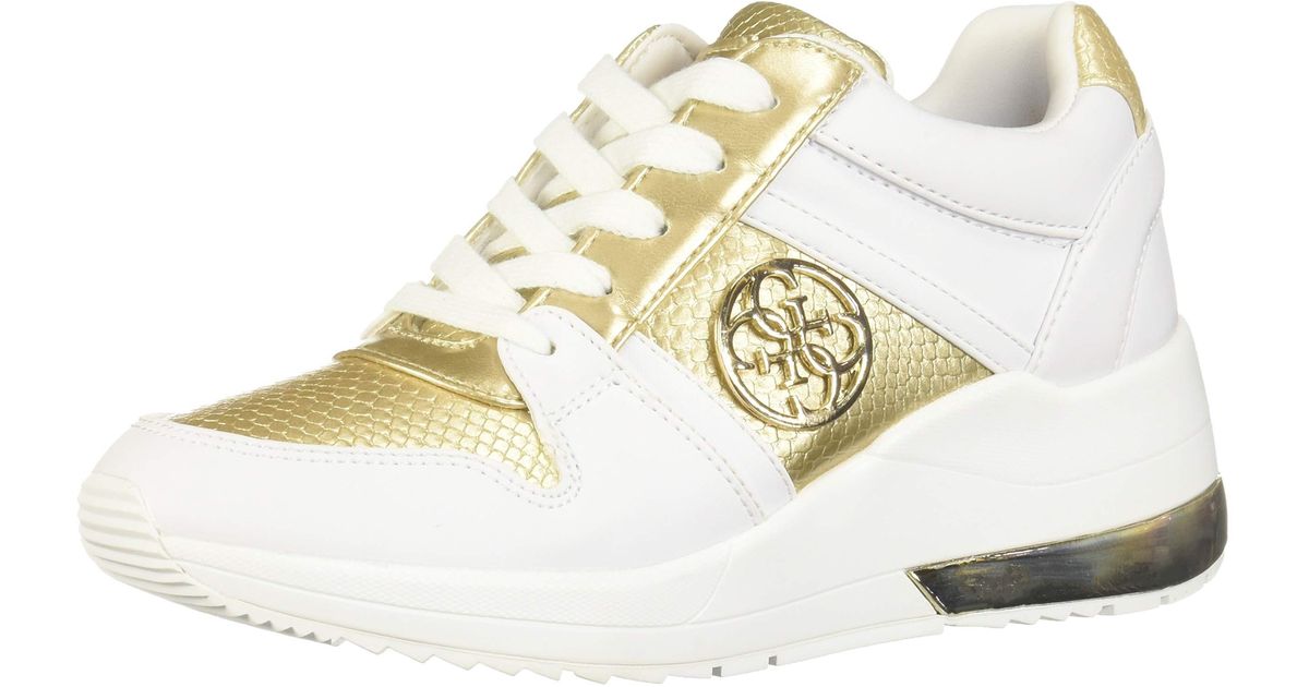 guess shoes white and gold