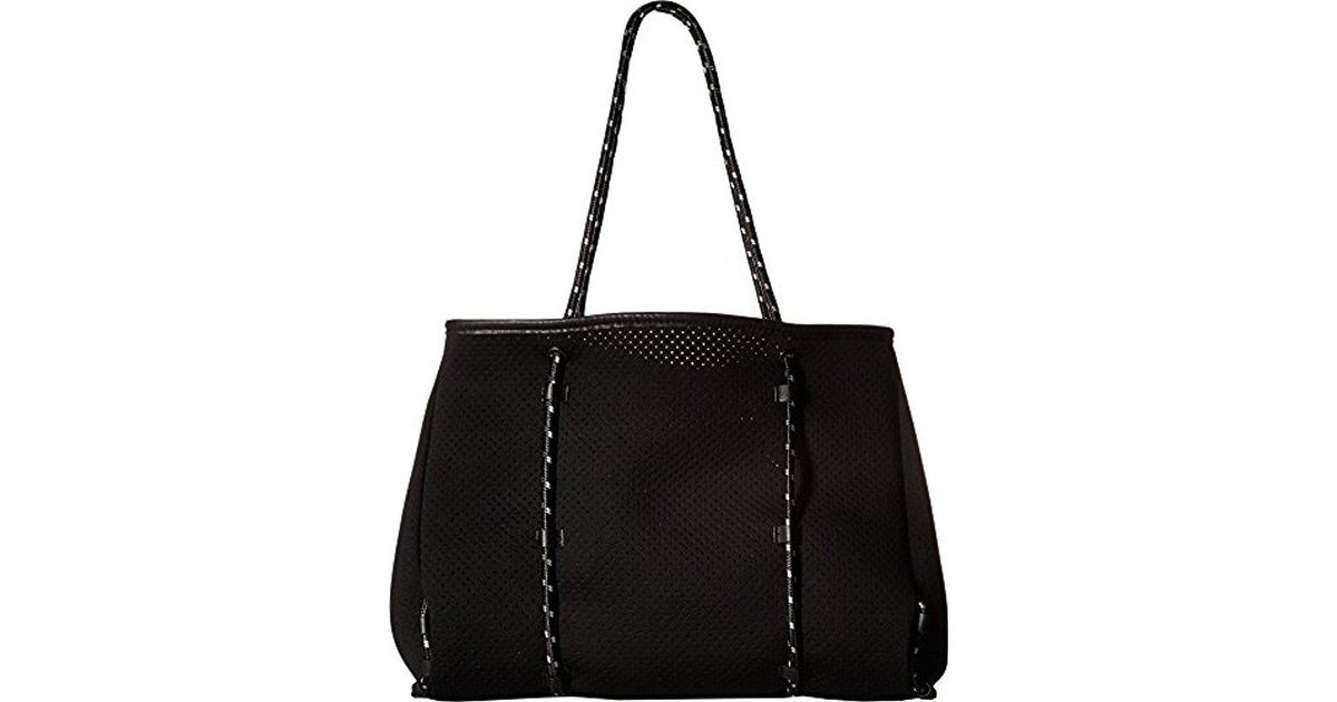 Steve Madden Black Lana Lightweight Flexible Multipurpose Neoprene Tote Bag With Bungee Straps