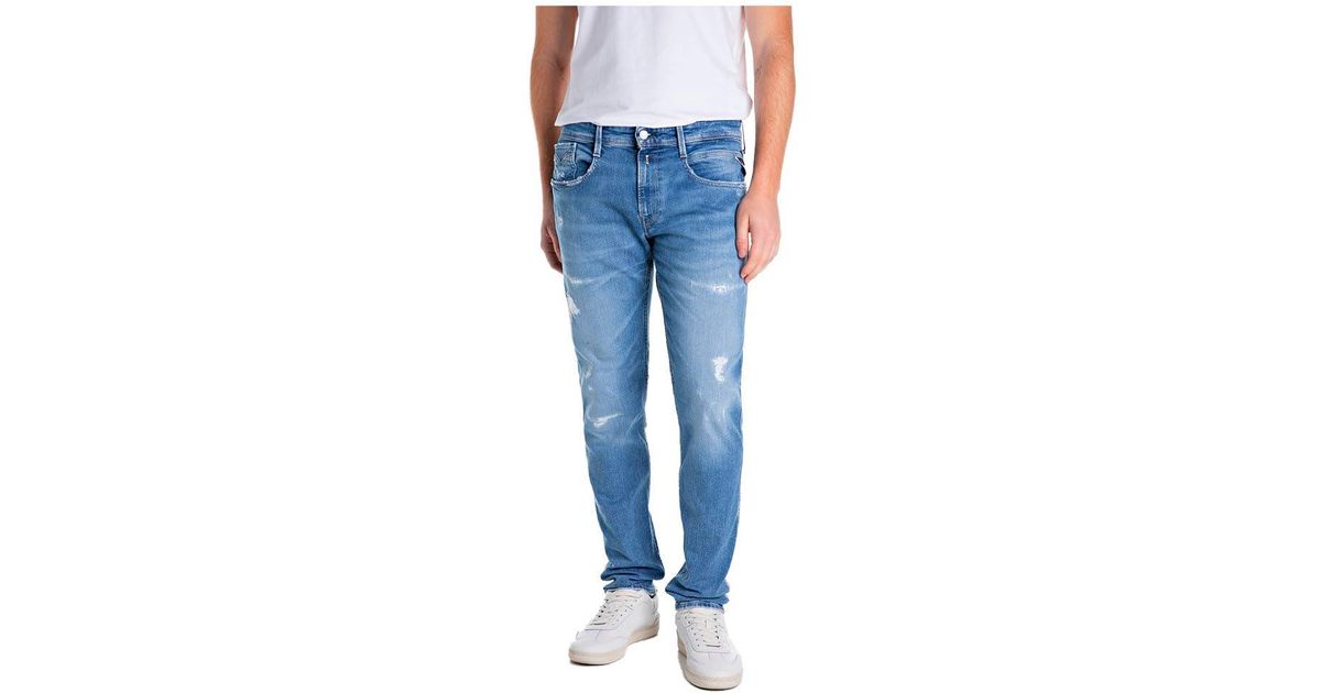 REPLAY slim fit jeans Anbass Hyperflex dark blue | wehkamp
