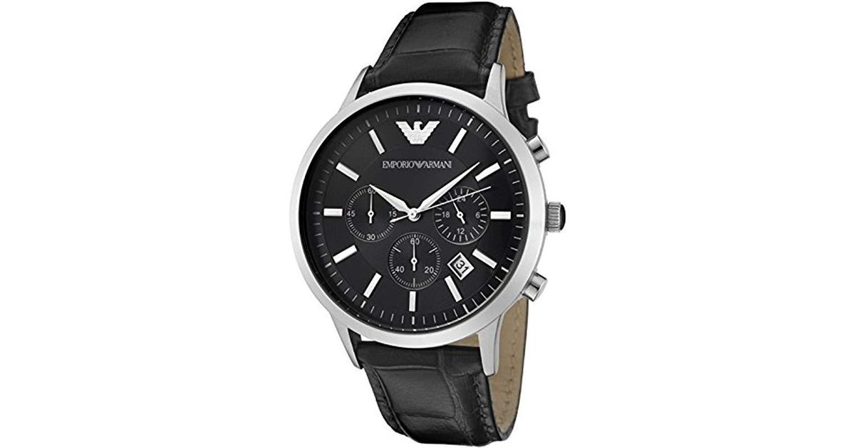 emporio armani watch men's black leather strap ar2447