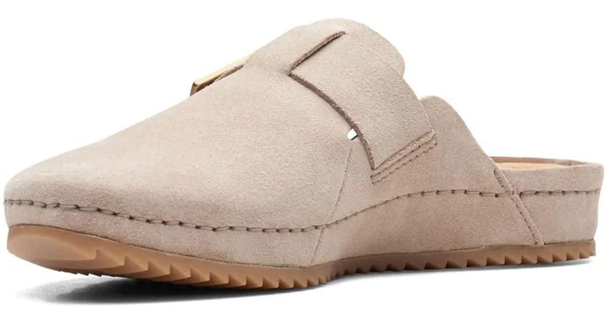 Clarks Brookleigh Mule Suede Shoes In Sand Standard Fit Size 61⁄2 in  Natural | Lyst UK
