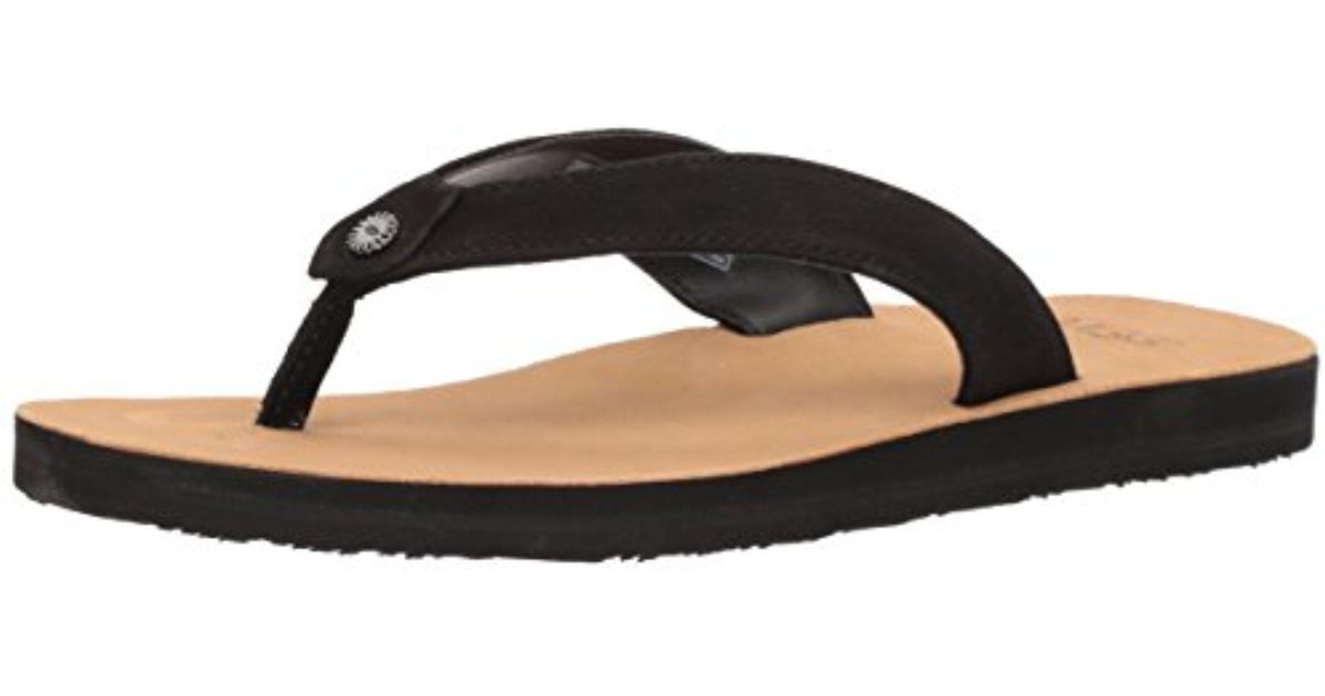 ugg black leather flip flops