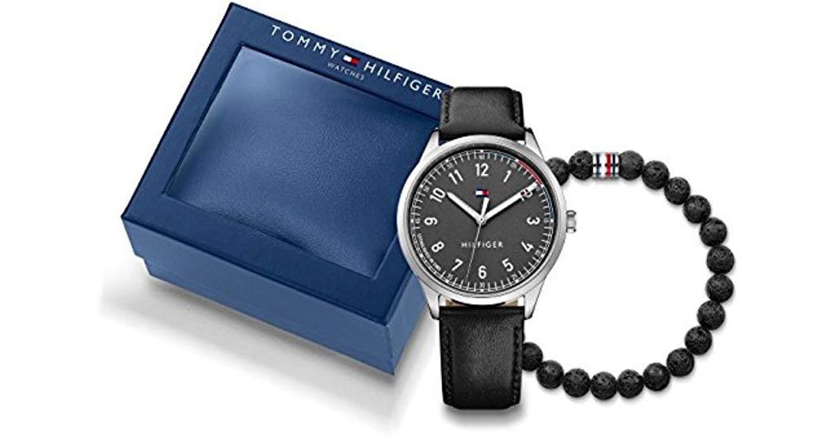 Tommy Hilfiger Leather Giftset Watch Th2770019 in Black for Men - Lyst