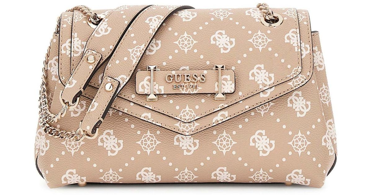 GUESS Eco Erica Convertible Xbody Flap Bag Cream Logo