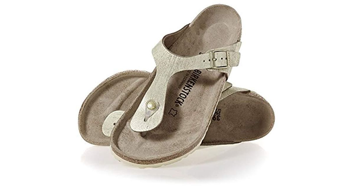 birkenstock gizeh washed metallic cream gold