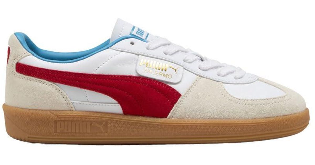 PUMA Mens Palermo Leather Lace Up Sneakers Shoes Casual White