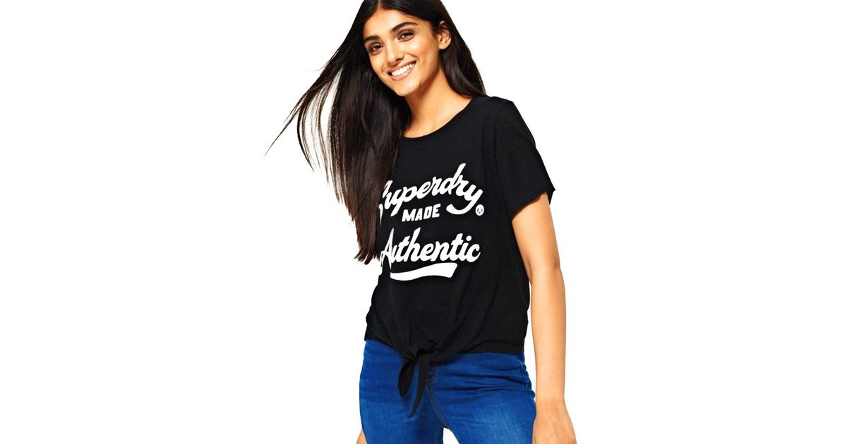 Superdry Made Authentic T-Shirt mit Zierknoten Bonjour Schwarz Meliert L in  Schwarz | Lyst DE