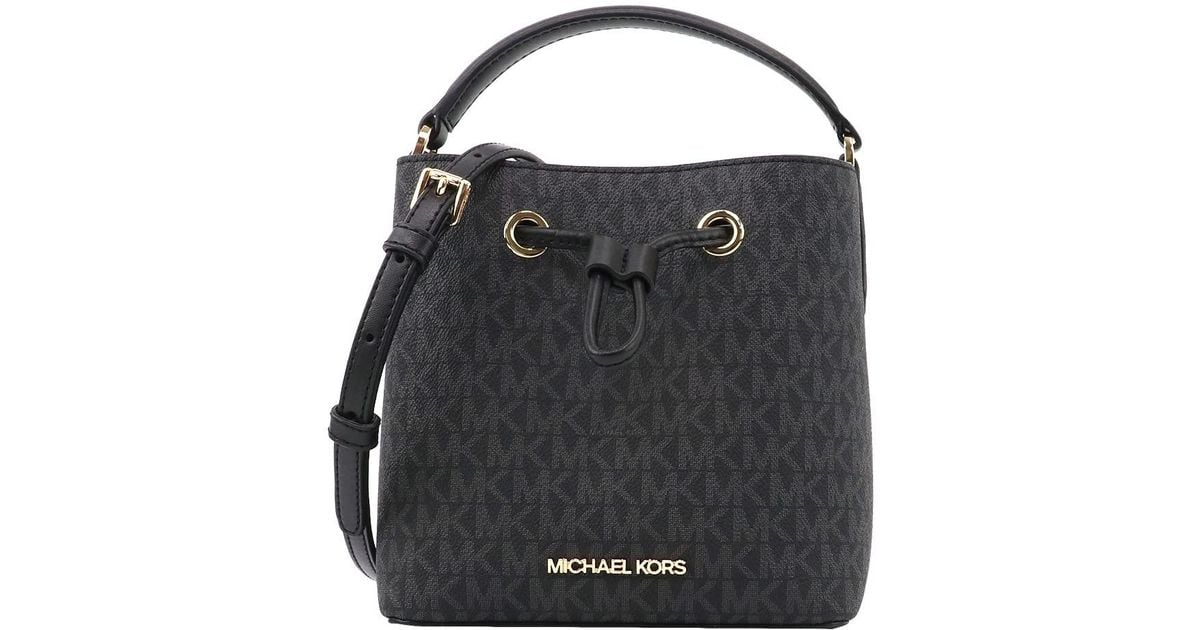 Michael Kors Small Suri Bucket Bag Tote Crossbody Black Mk Signature
