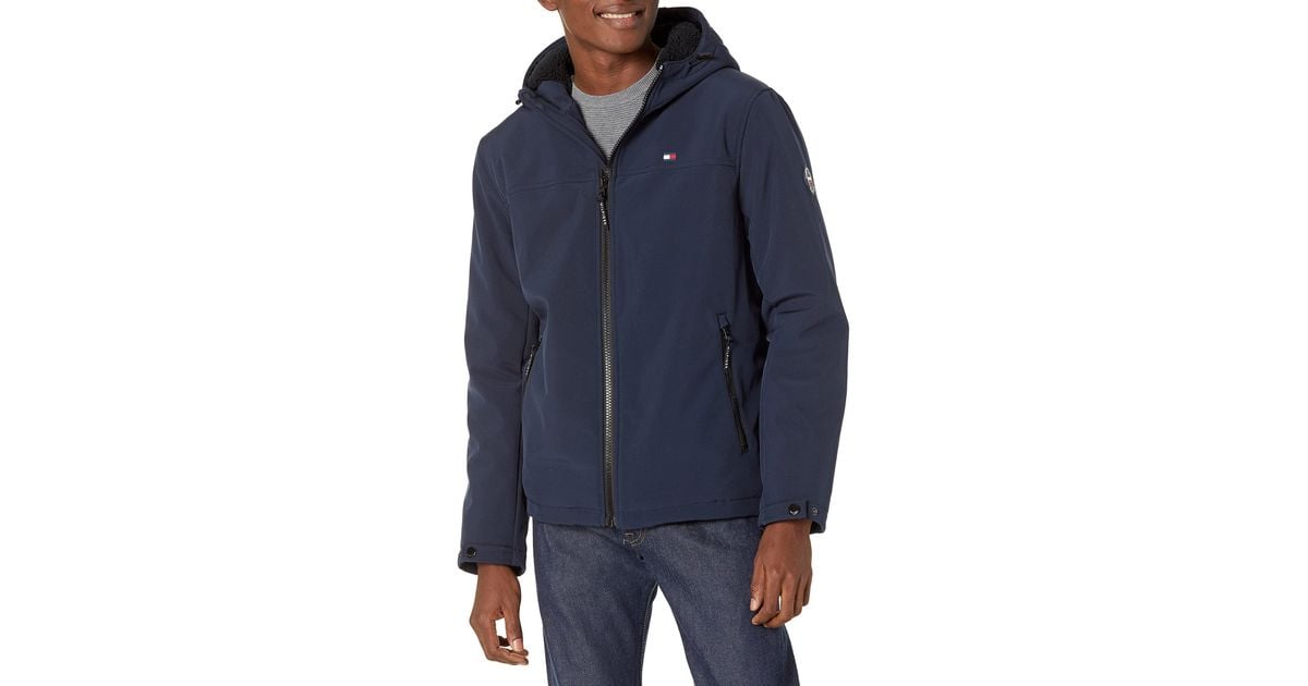 Tommy Hilfiger Soft Shell Sherpa Lined Performance Jacket in Blue